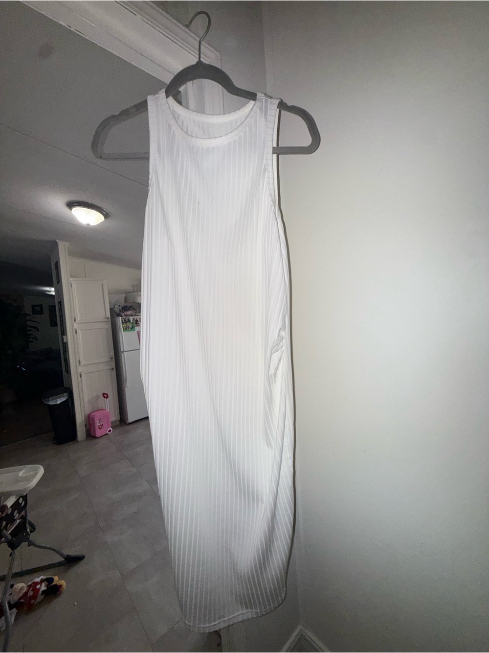 SHEIN White Ribbed Sleeveless Midi Dress